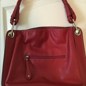 Red leather hand bag